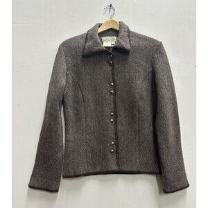 Denbigh Knitwear by Barbara Fielding women SZ M sweater jacket 100% wool blazer